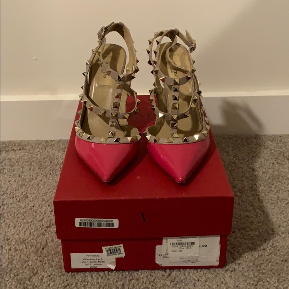 AUTHENTIC Hot Pink Valentino Rock Stud Heels